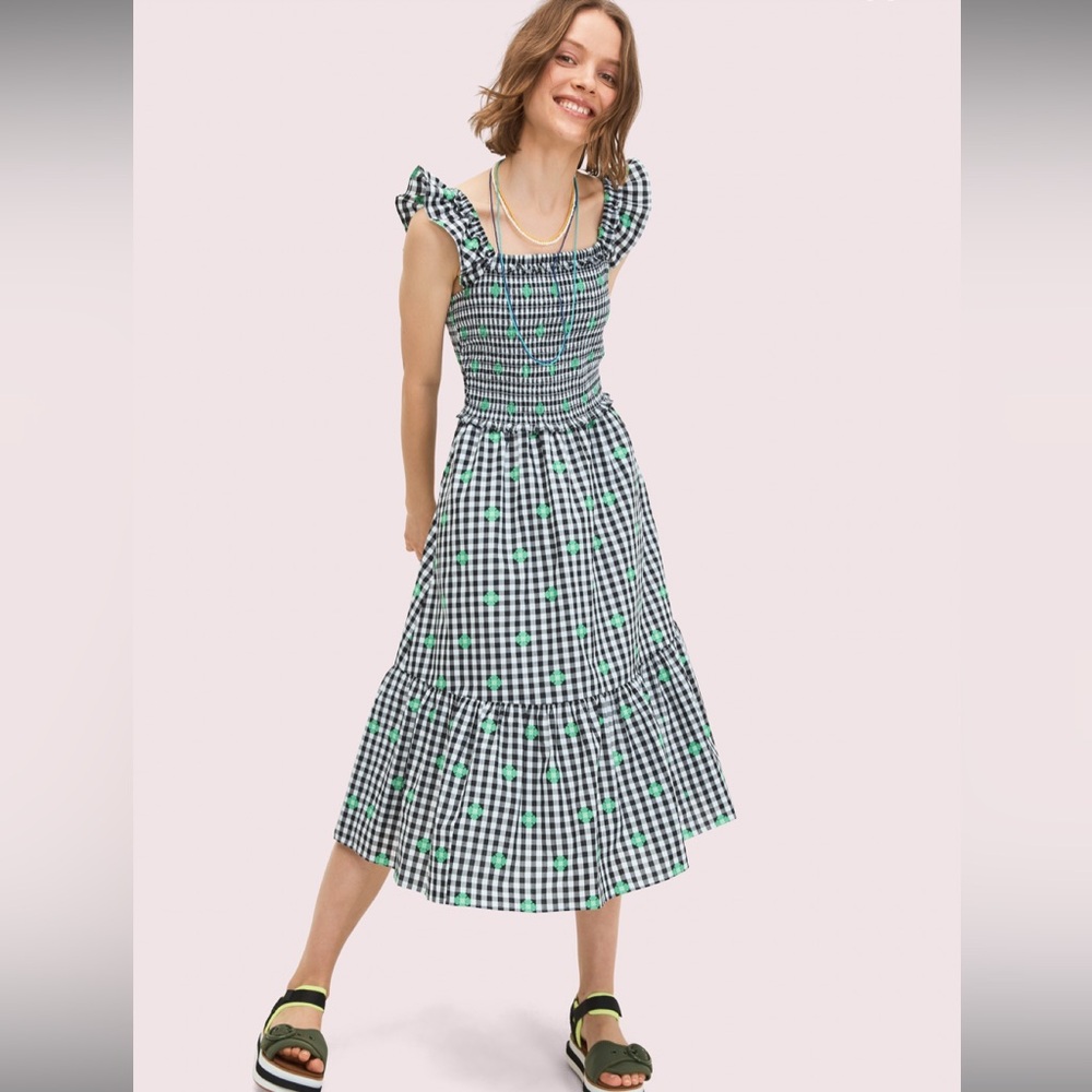 Kate Spade gingham voile smocked dress